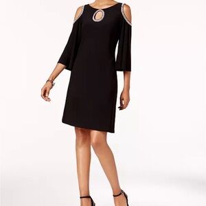 MSK Embellished Black Cold-Shoulder Dress Sz L
